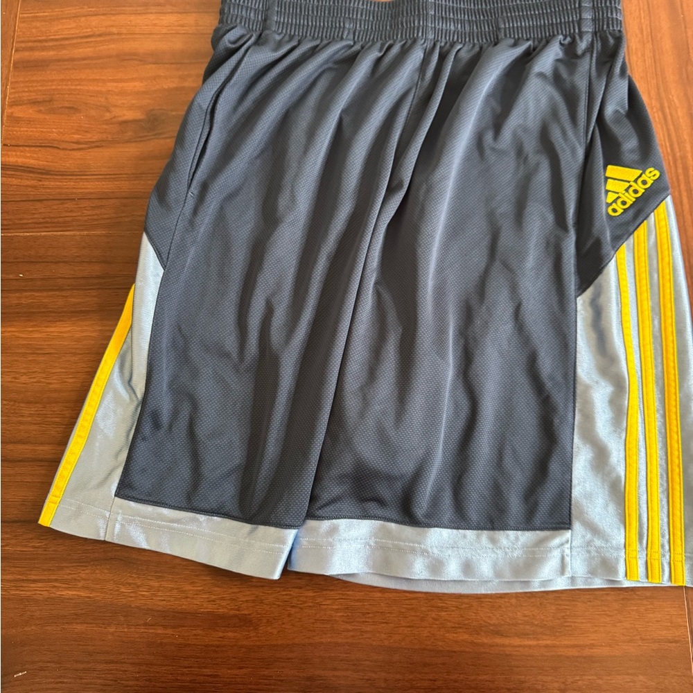 Adidas Dark Gray Shorts with Yellow Stripes
